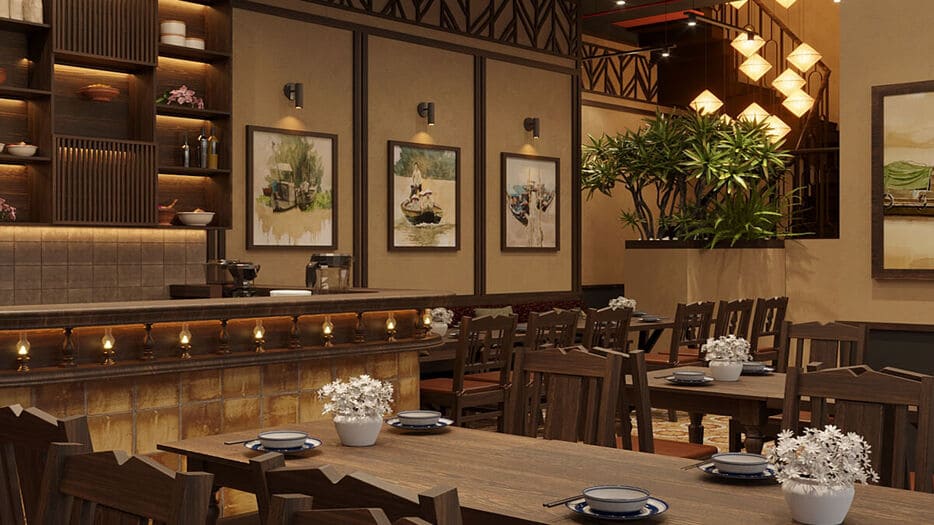 Thiết kế nhà hàng 2 tầng tại Huế