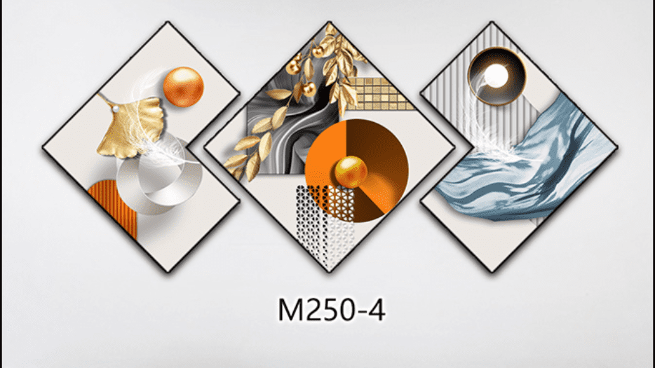 Bộ 3 Tranh Chéo Khuyết Tráng Gương Cao Cấp Họa Tiết Trừu Tượng Trang Trí Phòng Làm Việc