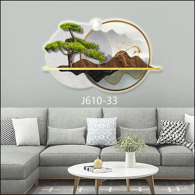 Tranh Bộ Khung/Viền Tròn Treo Tường LED Cắt 3D