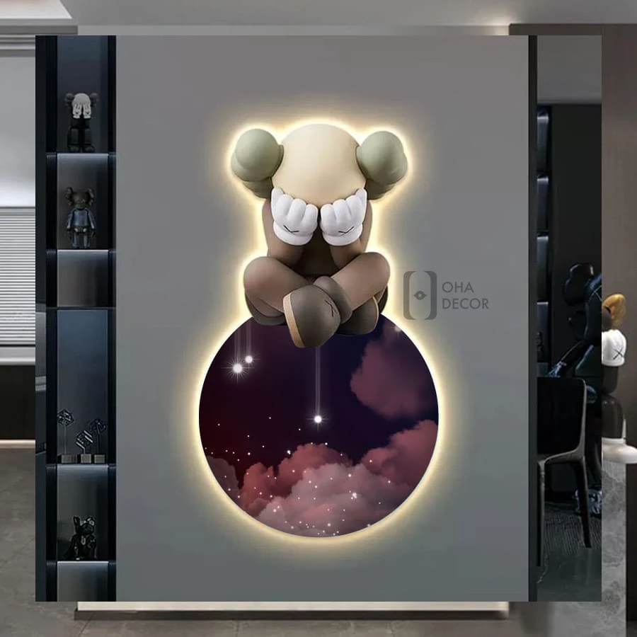 Tranh-Cắt-3D-LED-Gấu-Kaws-BearBrick-Trang-Trí-Phòng-Khách-Quán-Tiệm-Shop Tranh Cắt 3D LED Gấu Kaws BearBrick Trang Trí Phòng Khách Quán Tiệm Shop
