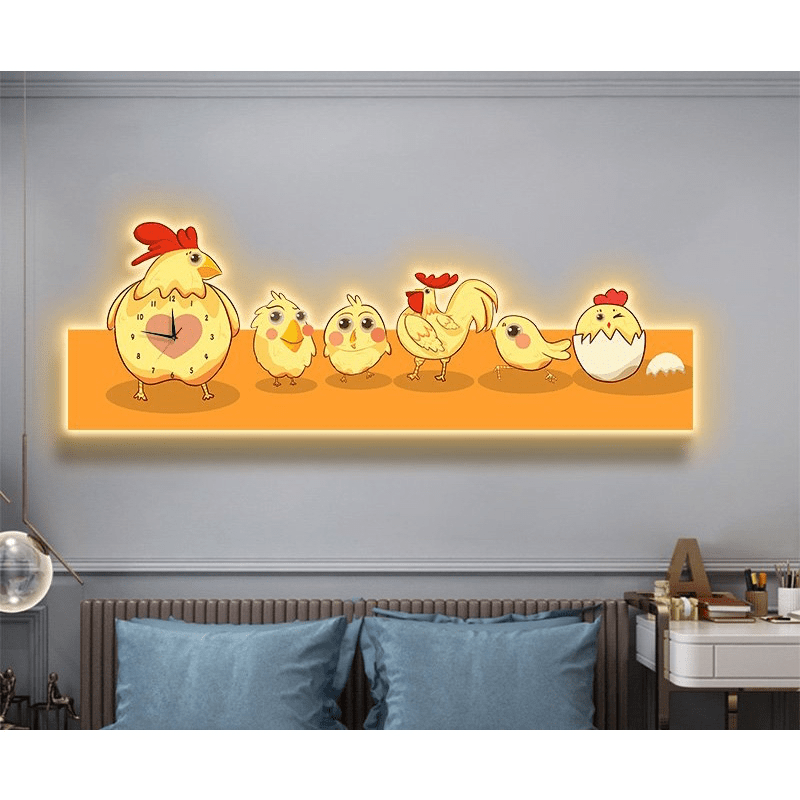 Tranh Đèn LED Cắt 3D Đồng Hồ Động Vật Hoạt Hình Cute