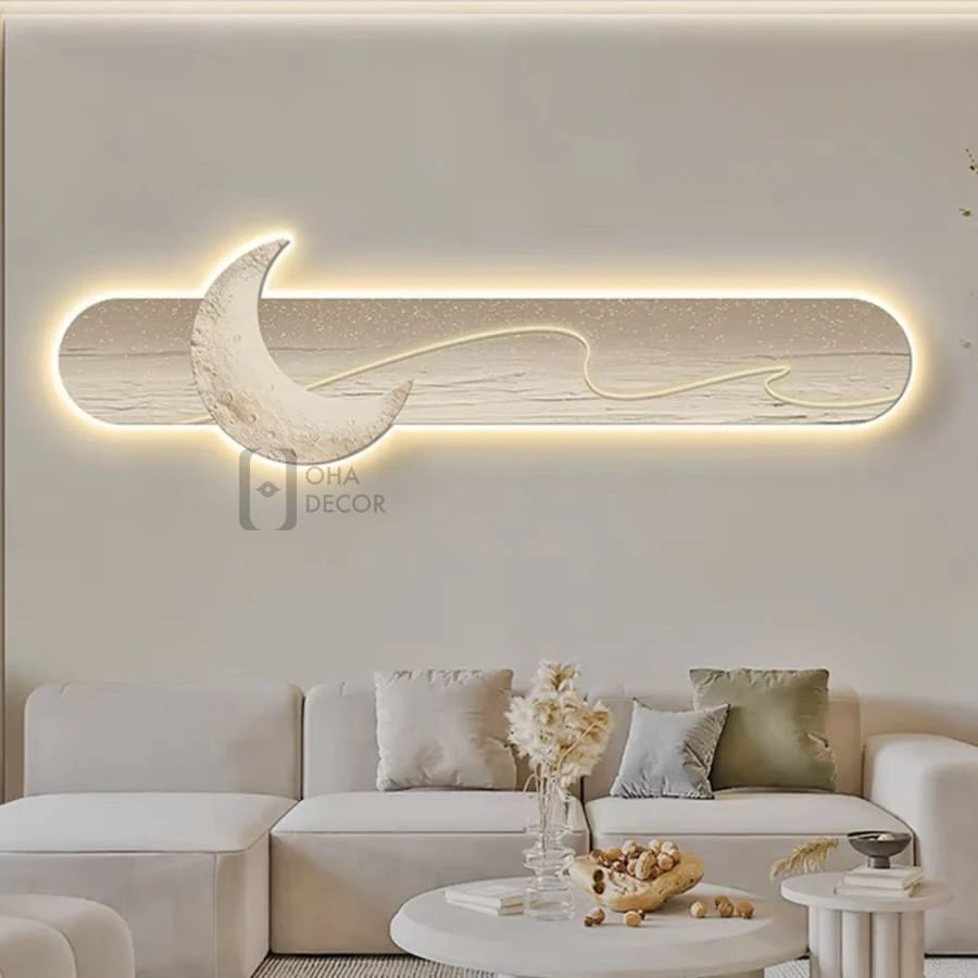 Tranh Đèn LED Cắt 3D Mặt Trăng Ngôi Sao Trang Trí Phòng Khách, Quán Cà Phê 2 Tranh Đèn LED Cắt 3D Mặt Trăng Ngôi Sao Trang Trí Phòng Khách, Quán Cà Phê