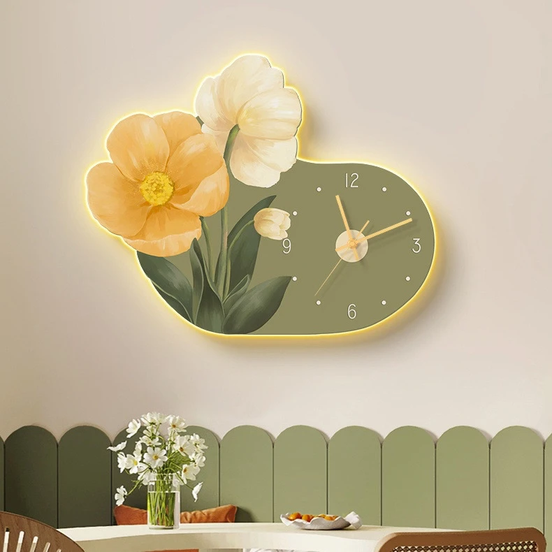 Tranh Đồng Hồ 3D LED Cắt Bông Hoa