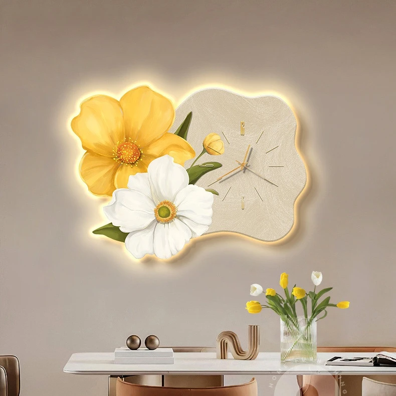 Tranh Đồng Hồ 3D LED Cắt Bông Hoa