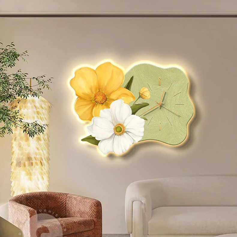 Tranh Đồng Hồ 3D LED Cắt Bông Hoa