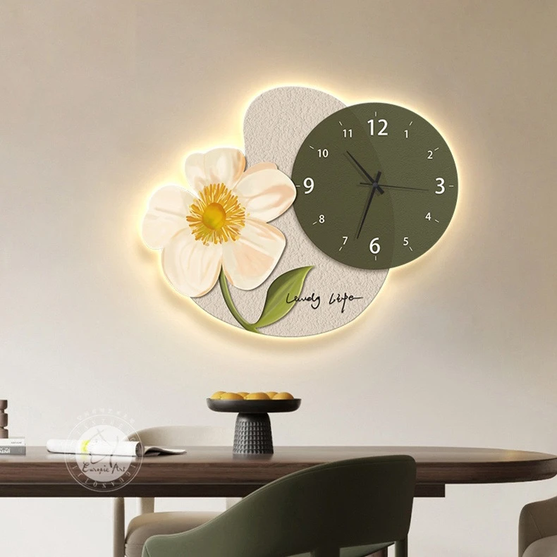 Tranh Đồng Hồ 3D LED Cắt Bông Hoa