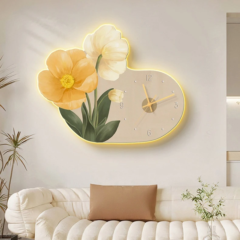 Tranh Đồng Hồ 3D LED Cắt Bông Hoa