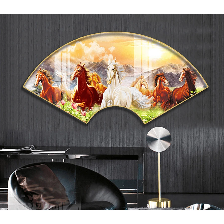 Tranh Quạt Treo Tường Tráng Gương Cao Cấp Mã Đáo Thành Công