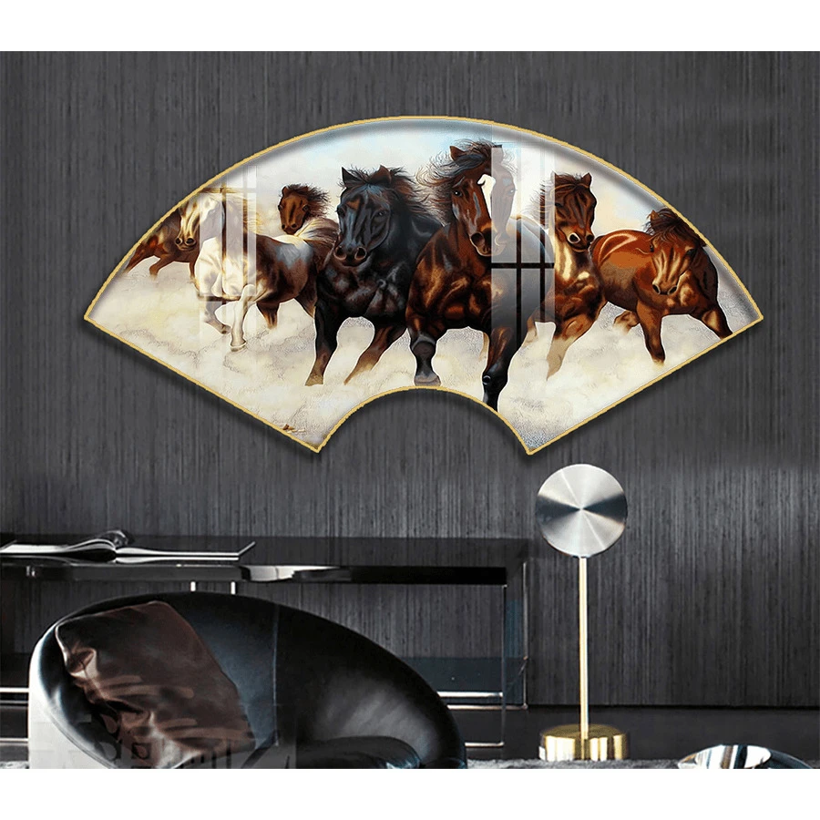 Tranh Quạt Treo Tường Tráng Gương Cao Cấp Mã Đáo Thành Công