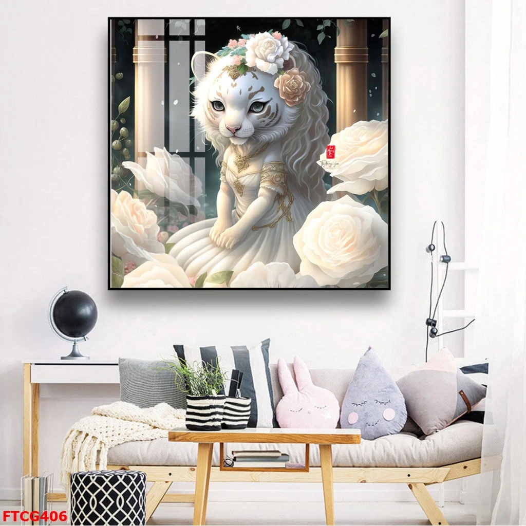 Tranh Tráng Gương 12 Con Giáp Mặc Váy Sáng Tạo Phòng Khách/ Phòng Ngủ/ Quà Tặng 1 Tranh Tráng Gương 12 Con Giáp Mặc Váy