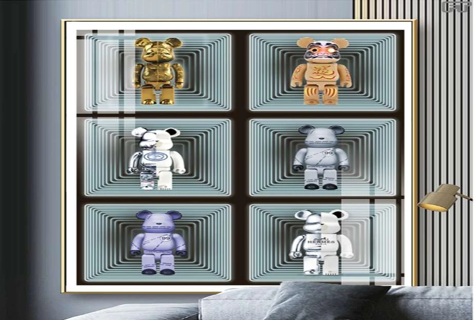Tranh Treo Tường Gấu Kaws Bearbrick Toy Tráng Gương Hot Trend 1 Tranh Treo Tường Gấu Kaws Bearbrick Toy Tráng Gương