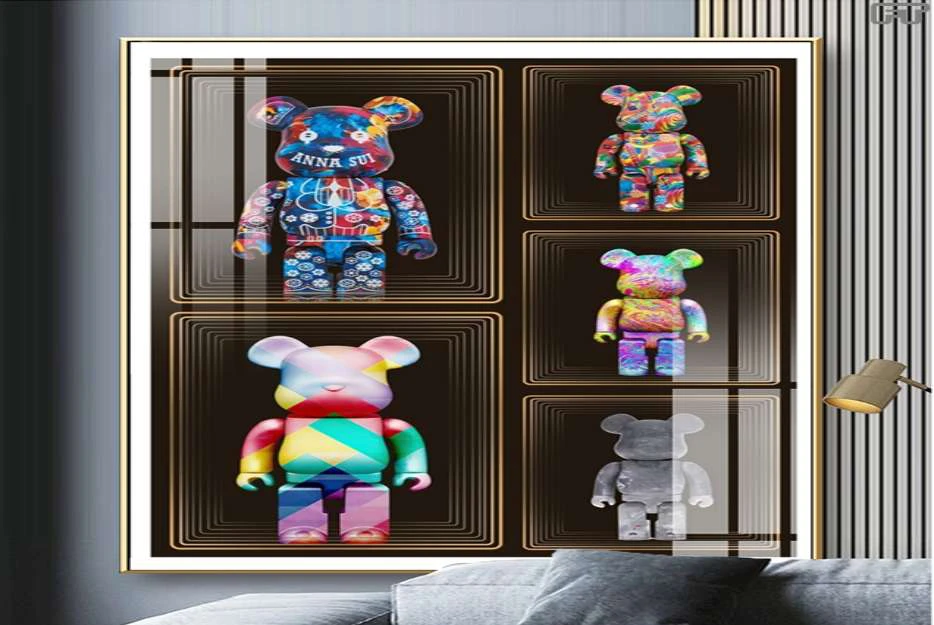 Tranh Treo Tường Gấu Kaws Bearbrick Toy Tráng Gương Hot Trend 3 Tranh Treo Tường Gấu Kaws Bearbrick Toy Tráng Gương