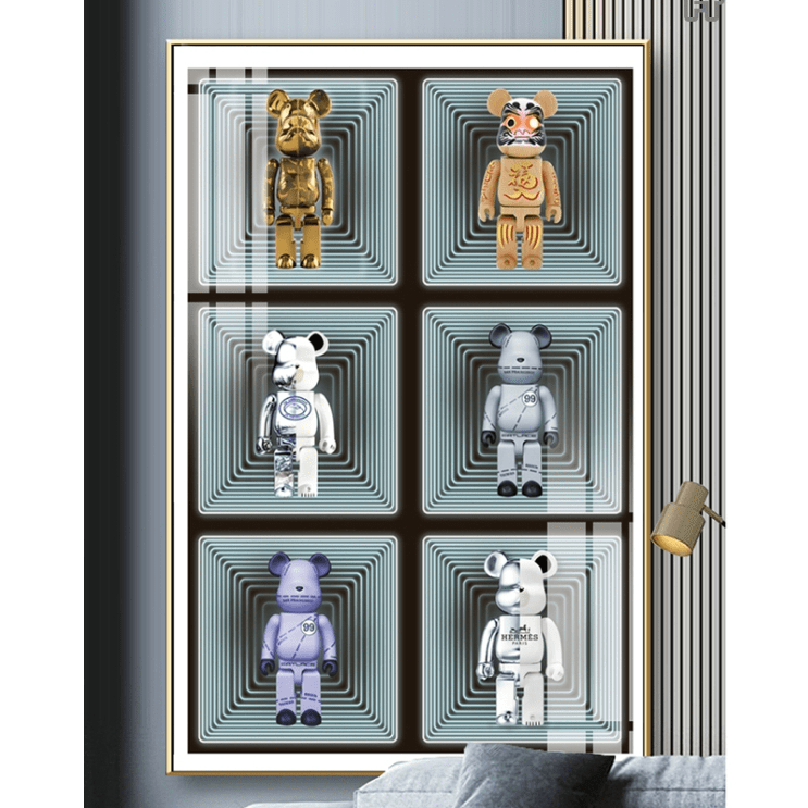 Tranh Treo Tường Gấu Kaws Bearbrick Toy Tráng Gương