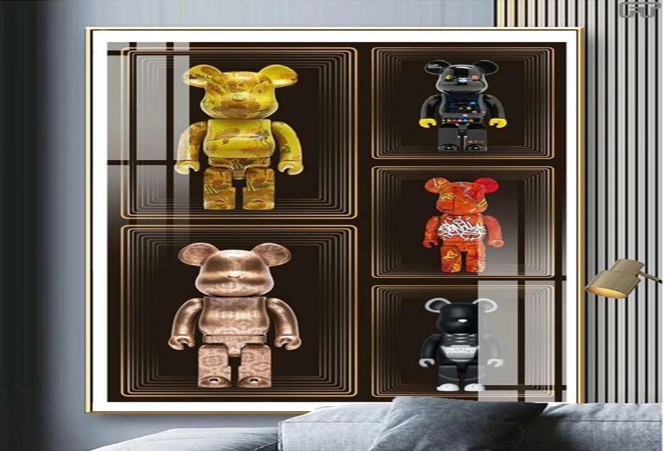 Tranh Treo Tường Gấu Kaws Bearbrick Toy Tráng Gương Hot Trend 4 Tranh Treo Tường Gấu Kaws Bearbrick Toy Tráng Gương