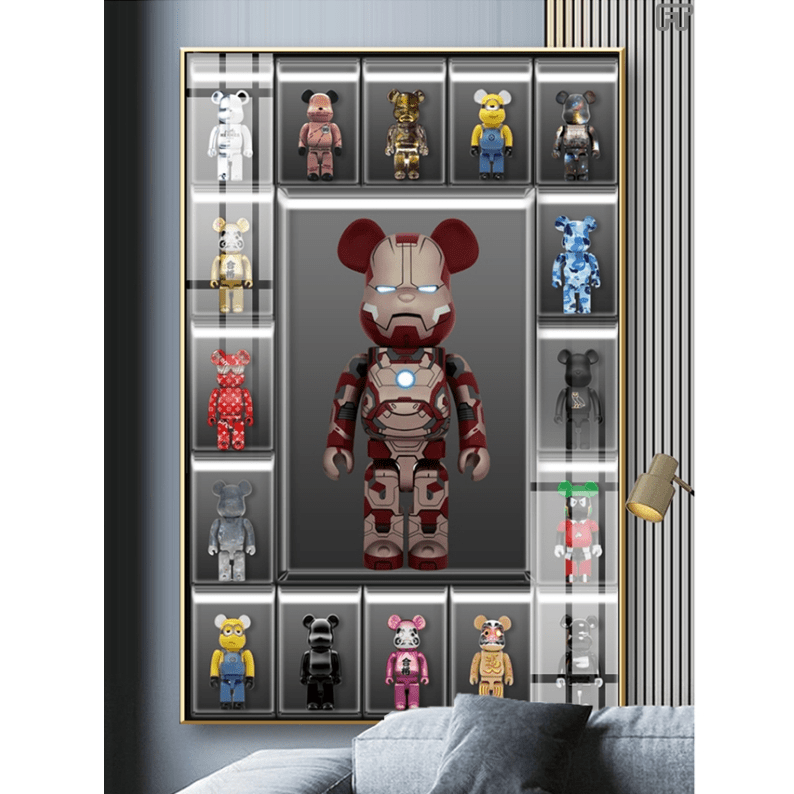 Tranh Treo Tường Gấu Kaws Bearbrick Toy Tráng Gương