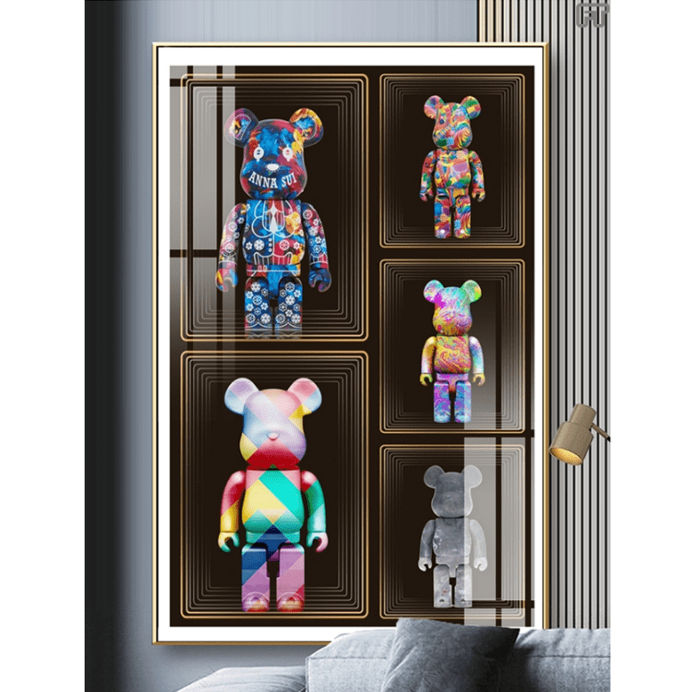Tranh Treo Tường Gấu Kaws Bearbrick Toy Tráng Gương