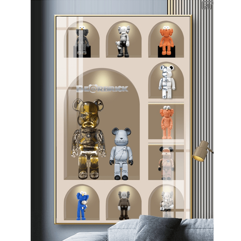 Tranh Treo Tường Gấu Kaws Bearbrick Toy Tráng Gương