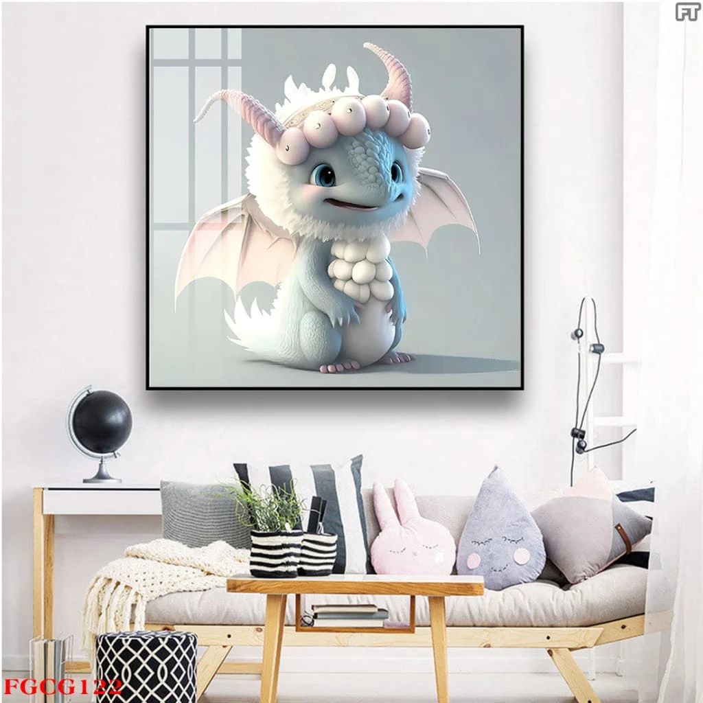 Tranh Treo Tường Tráng Gương Cao Cấp 12 Con Giáp Hoạt Hình Dễ Thương