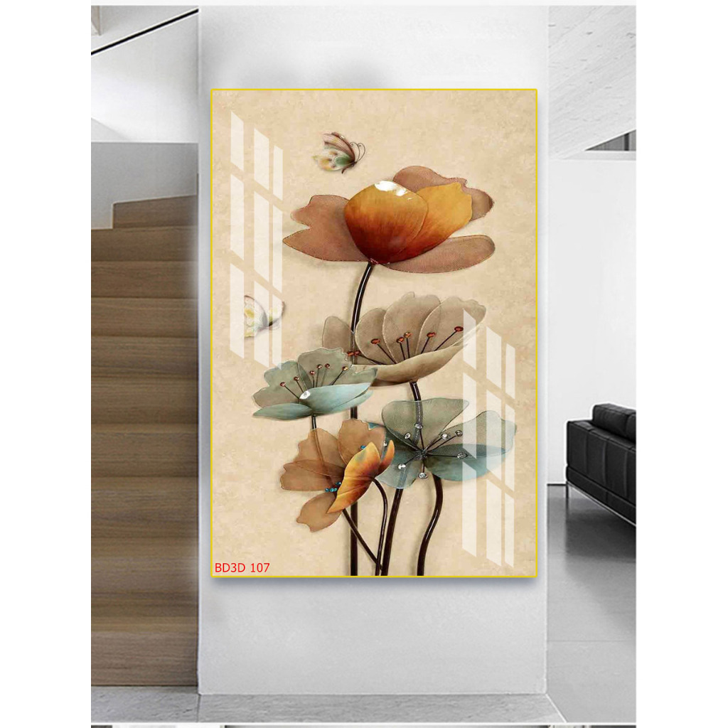 Tranh Treo Tường Tráng Gương Họa Tiết Hoa Sen Lớn (3)