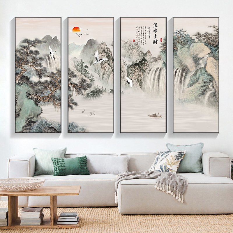 Tranh tráng gương theo yêu cầu Tiền Giang 1 bo 4 tranh thuy mac tranh phong thuy treo phong khach tm1 sao chep 2