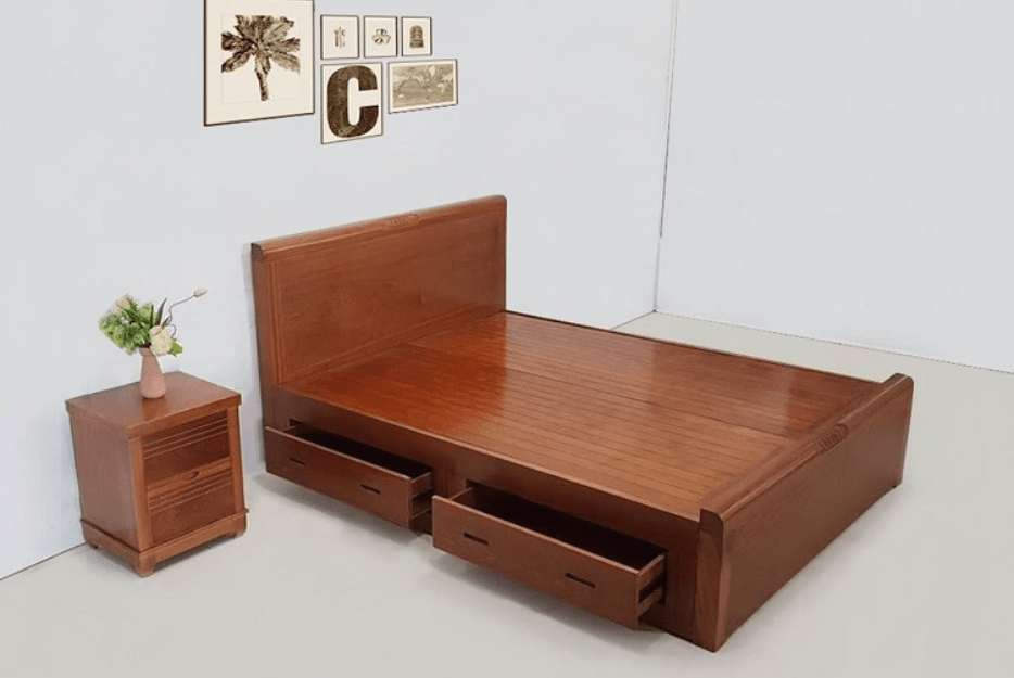 TOP 8 MẪU GIƯỜNG GỖ XOAN ĐÀO TẠI QUẬN HẢI CHÂU ĐÀ NẴNG 7 giường ngủ gỗ xoan đào có hộc tủ