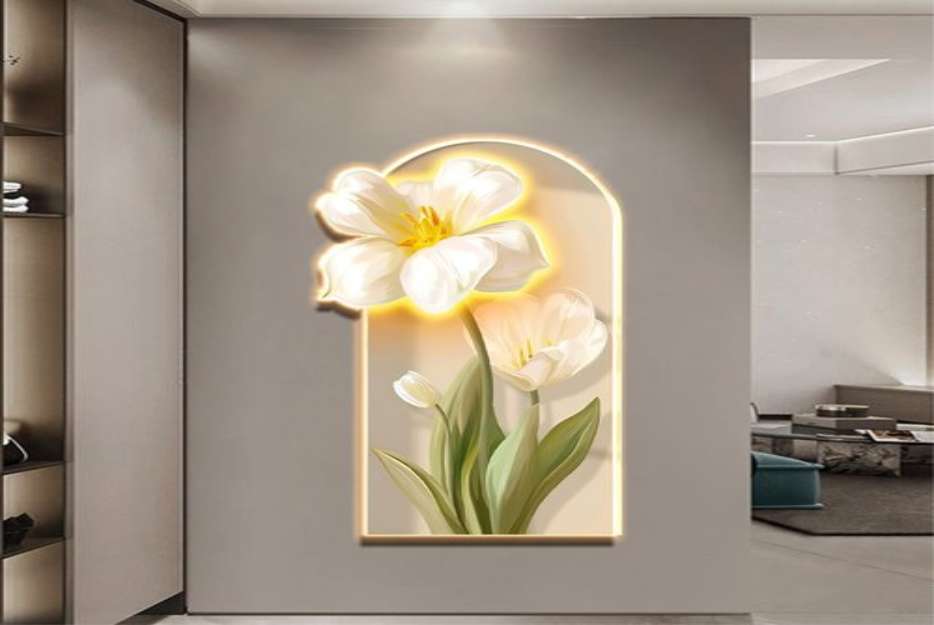 Tranh đèn led tráng gương hoa bảng hiệu tại Thanh Hóa