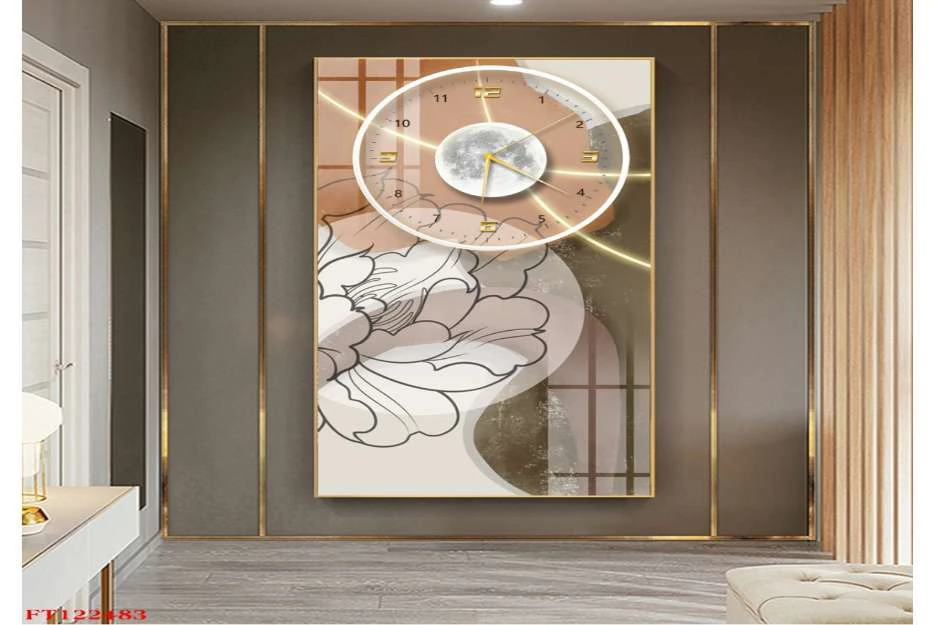 Tranh Đồng Hồ Treo Tường Tráng Gương Họa Tiết Trừu Tượng