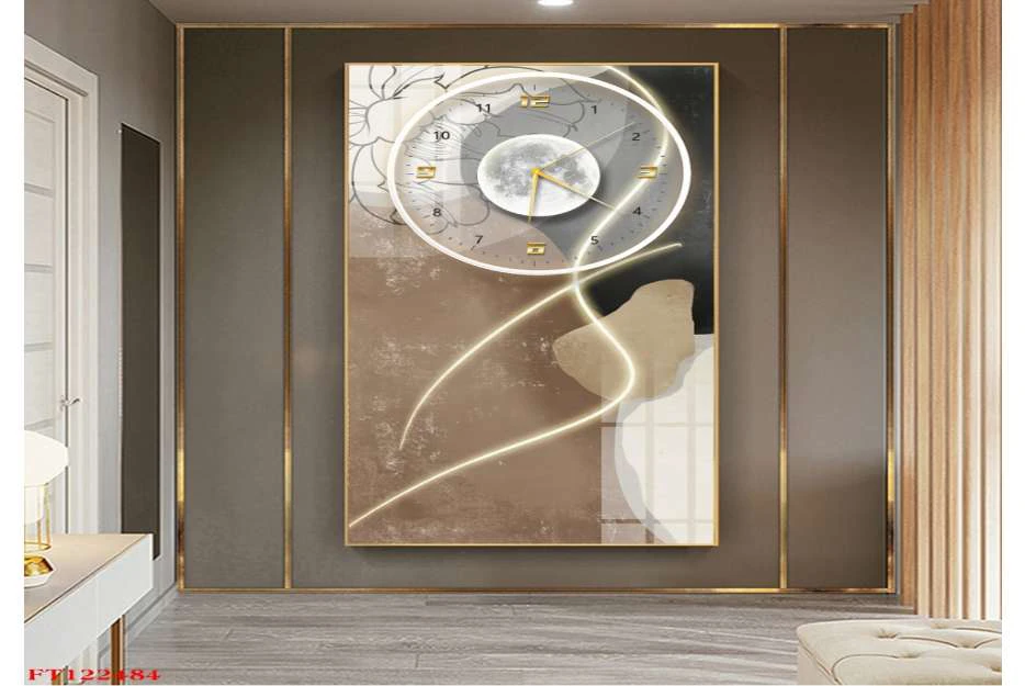 Tranh Đồng Hồ Treo Tường Tráng Gương Họa Tiết Trừu Tượng