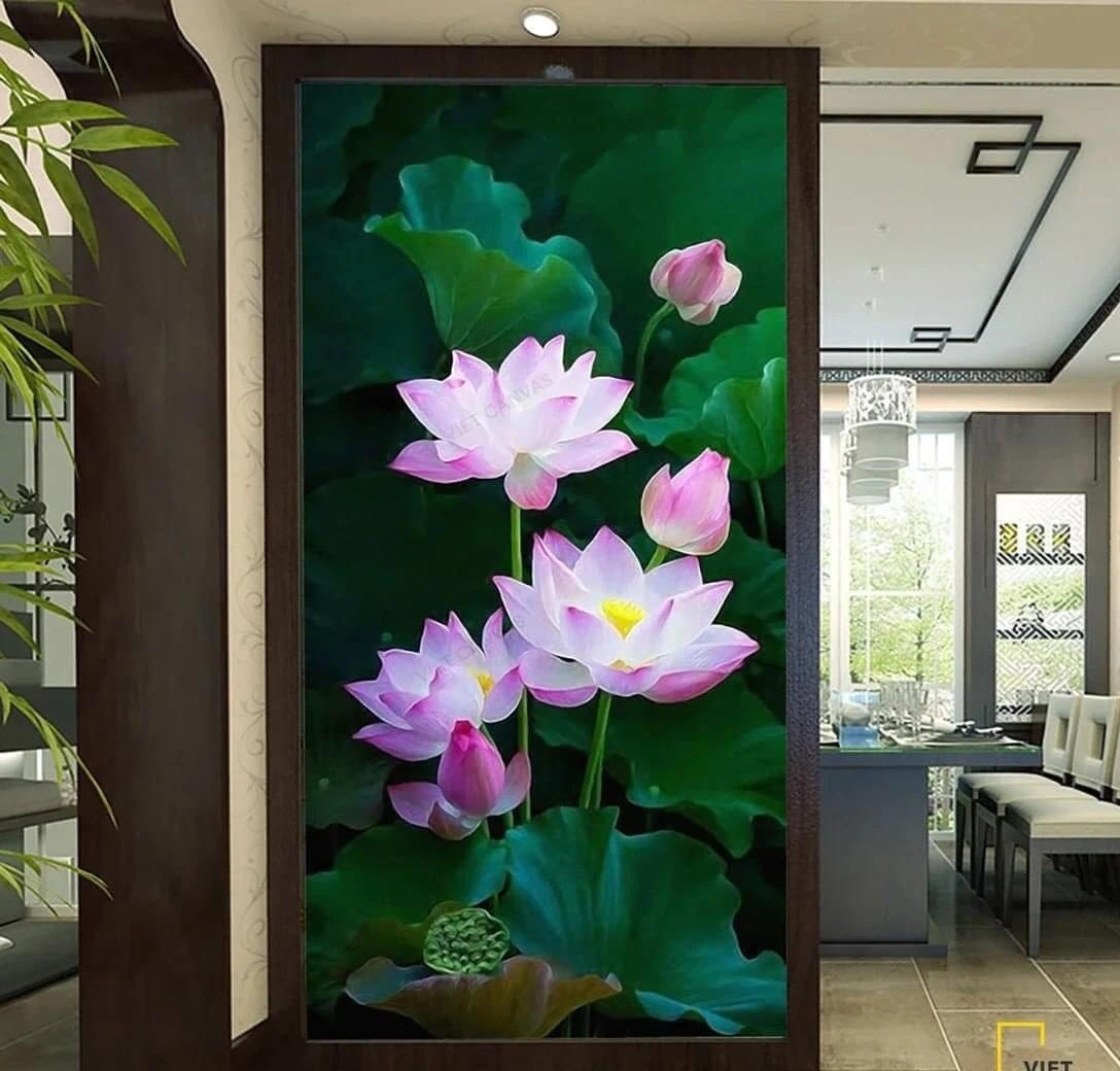 Tranh đèn led phòng ngủ Cần Thơ 2024 6 Hoa sen - Tranh đèn Led phòng ngủ Cần Thơ