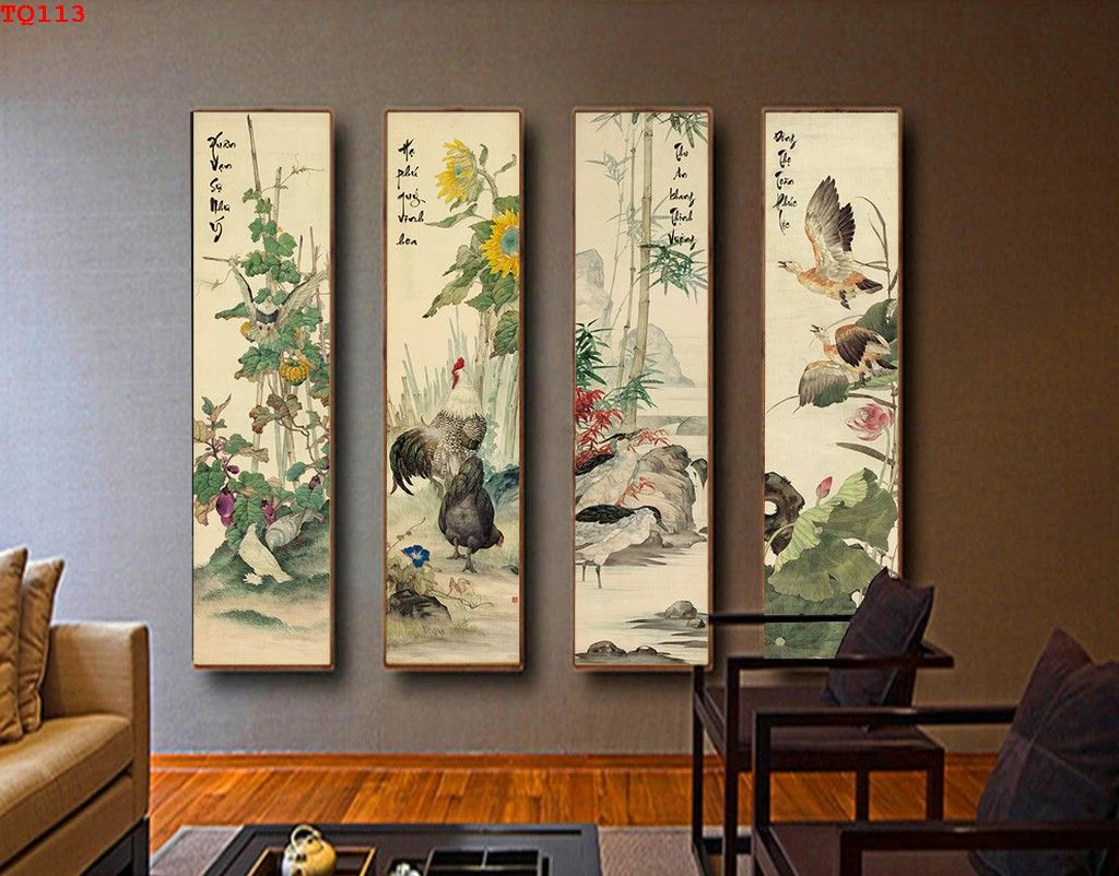 Tranh tráng gương tứ quý Nam Định