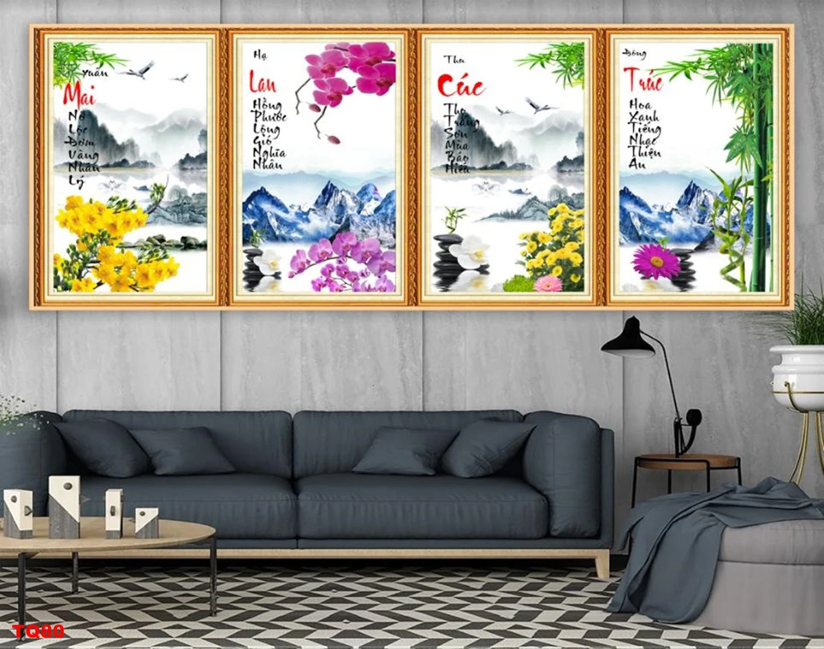 Tranh tráng gương tứ quý Nam Định