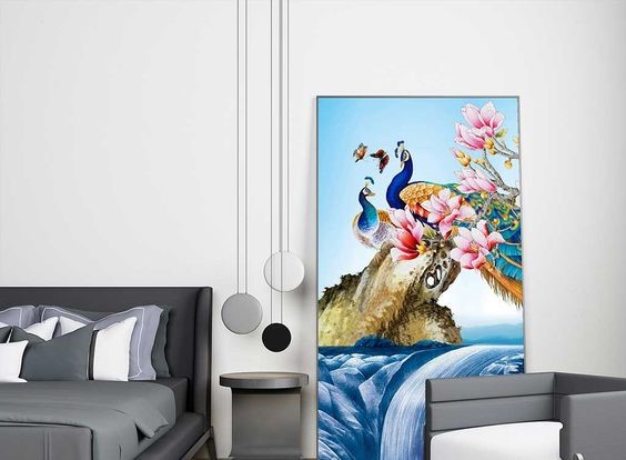 Tranh Tráng Gương Treo Phòng Ngủ Chim Công An Giang