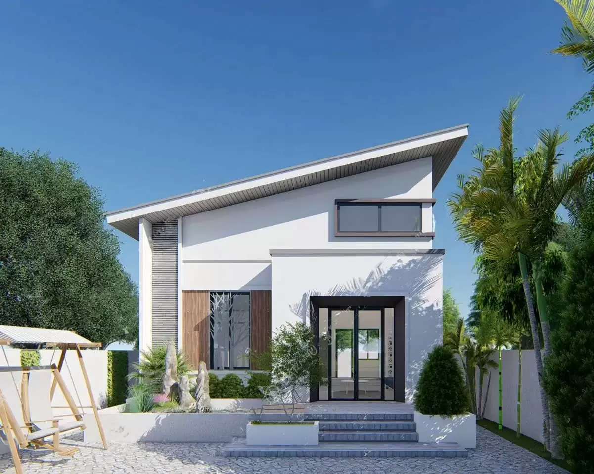 Mẫu nhà phố Huế mái lệch