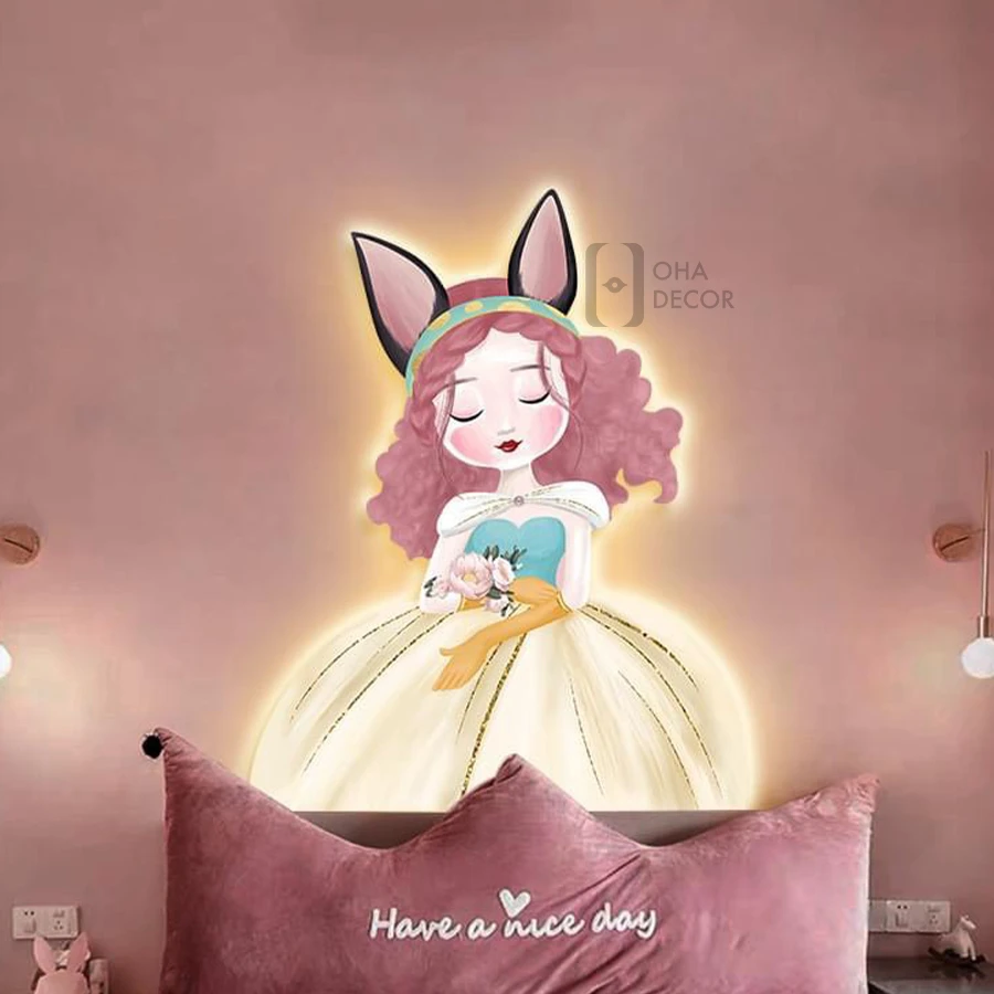Tranh 3D Tráng Gương Bến Tre dễ thương treo phòng bé 3 Tranh 3D tráng gương dễ thương treo phòng bé hình bé gái