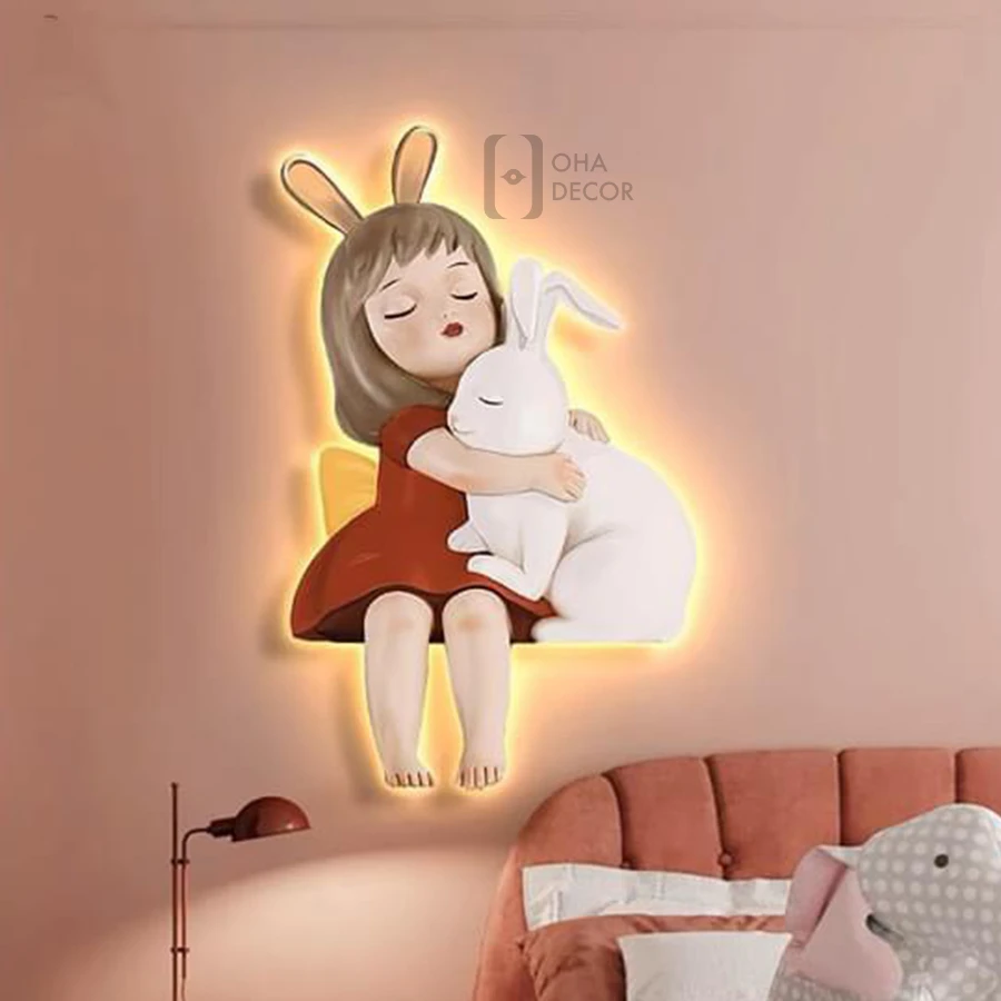 Tranh 3D Tráng Gương Bến Tre dễ thương treo phòng bé 4 Tranh 3D tráng gương dễ thương treo phòng bé hình bé và thỏ