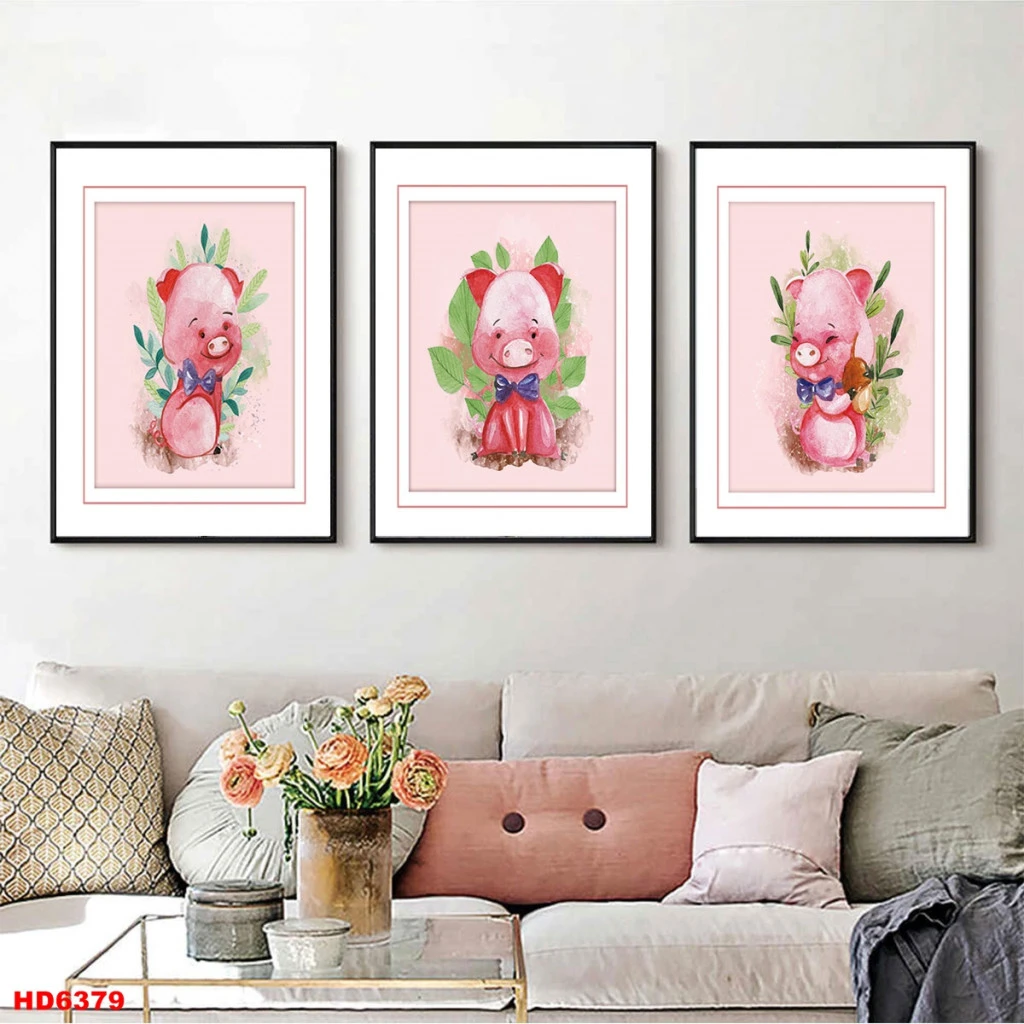 Tranh 3D Tráng Gương Bến Tre dễ thương treo phòng bé 9 Tranh 3D tráng gương dễ thương treo phòng bé hình heo hồng