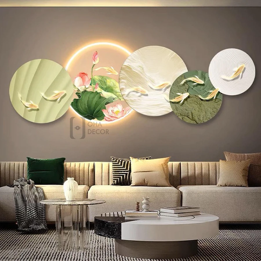 TRANH TRÁNG GƯƠNG CÁ CHÉP CAO BẰNG 16 Tranh tráng gương Cá chép Cắt 3D LED