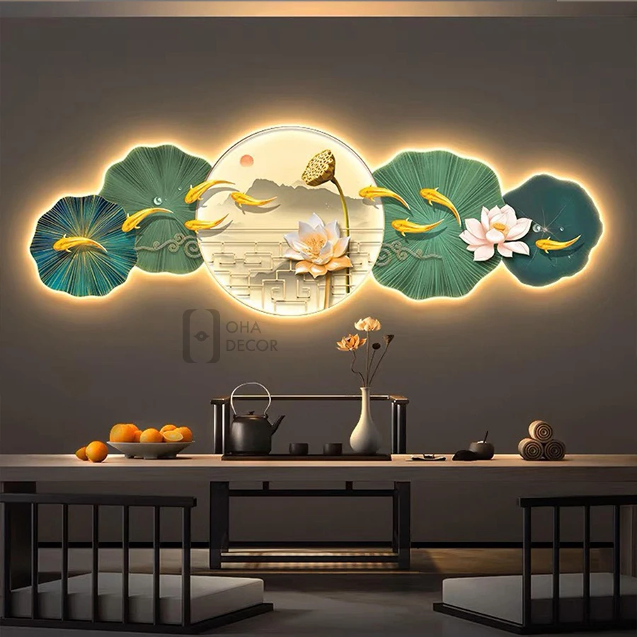 TRANH TRÁNG GƯƠNG CÁ CHÉP CAO BẰNG 17 Tranh tráng gương Cá chép Cắt 3D LED