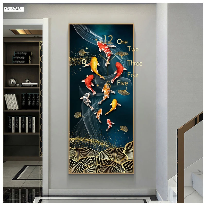 TRANH TRÁNG GƯƠNG CÁ CHÉP CAO BẰNG 15 Tranh Cá chép kết hợp đồng hồ