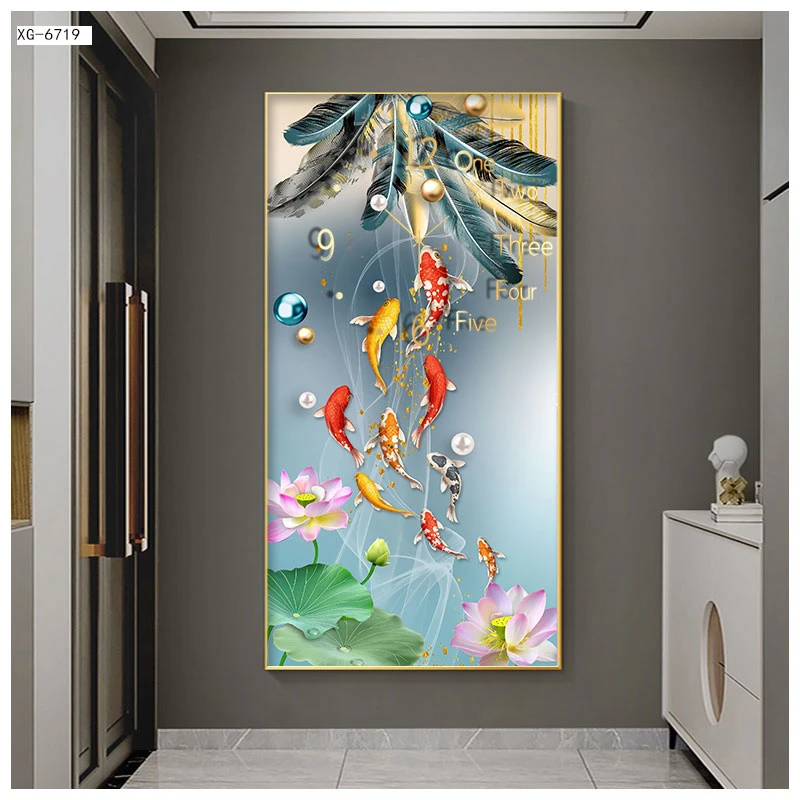 TRANH TRÁNG GƯƠNG CÁ CHÉP CAO BẰNG 14 Tranh Cá chép kết hợp đồng hồ