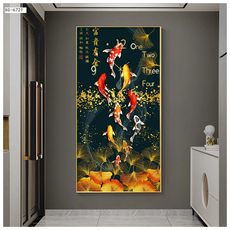 TRANH TRÁNG GƯƠNG CÁ CHÉP CAO BẰNG 13 Tranh Cá chép kết hợp đồng hồ