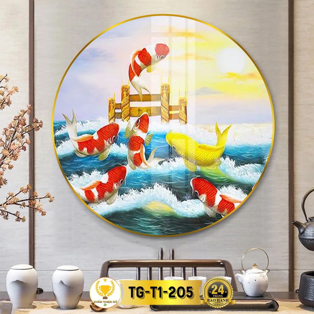 TRANH TRÁNG GƯƠNG CÁ CHÉP CAO BẰNG 11 Tranh tráng gương cá chép vượt vũ môn