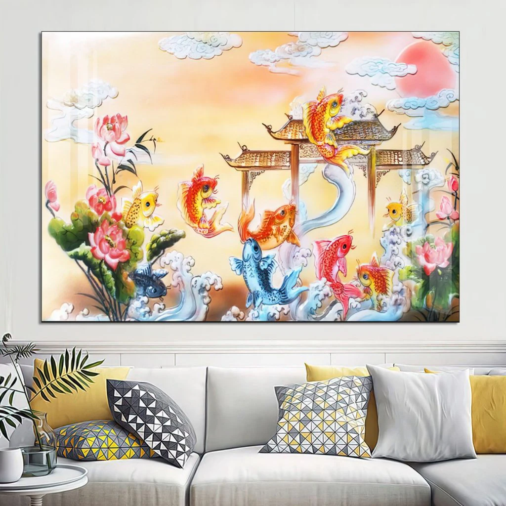 TRANH TRÁNG GƯƠNG CÁ CHÉP CAO BẰNG 10 Tranh tráng gương cá chép vượt vũ môn