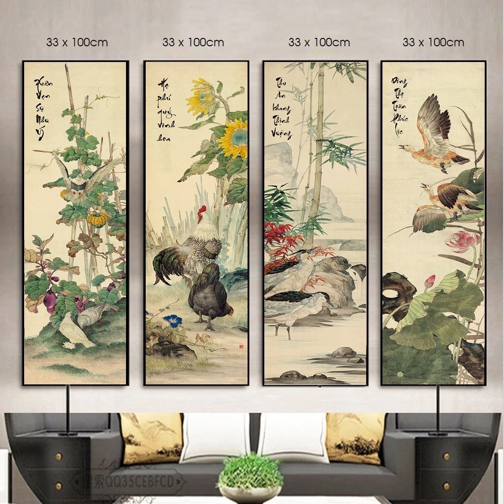 Tranh tráng gương tứ quý Nam Định