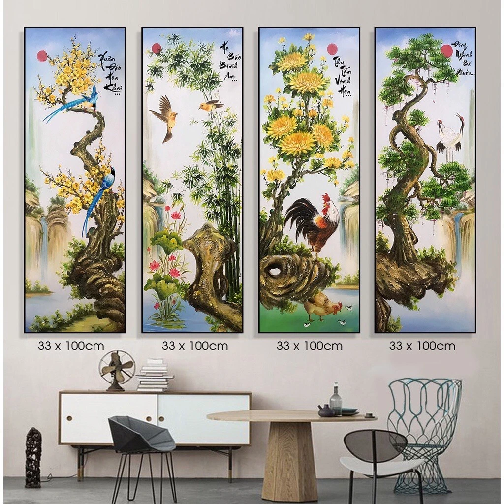 Tranh tráng gương tứ quý Nam Định