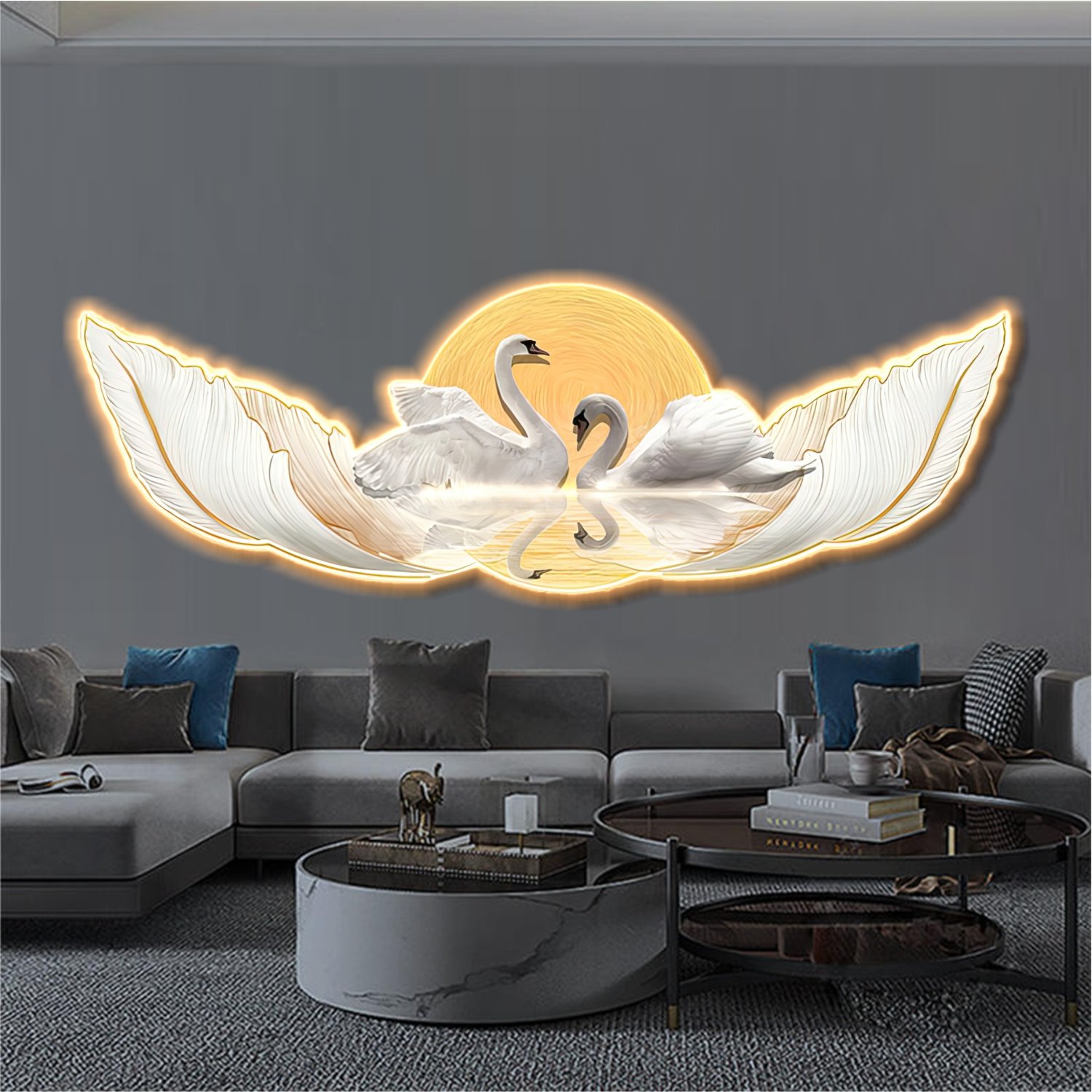 Tranh Đèn Led TP HCM Phong Cảnh Hữu Tình 6 Tranh Đèn Led TP HCM Phong Cảnh Hữu Tình Thiên Nga Nghệ Thuật