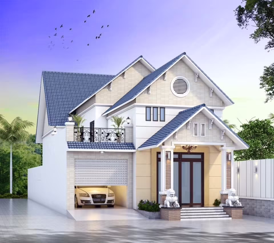 Thi công nhà cấp 4 gác lửng Huế 5 Thi công nhà cấp 4 gác lửng Huế mái thái, phong cách cổ điển