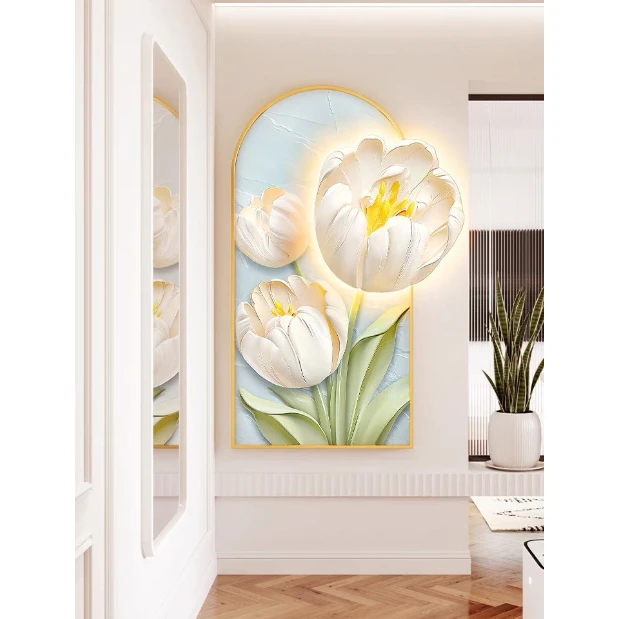 Tranh 3D Hậu Giang Hoa Mẫu Đơn Đẹp tích hợp led