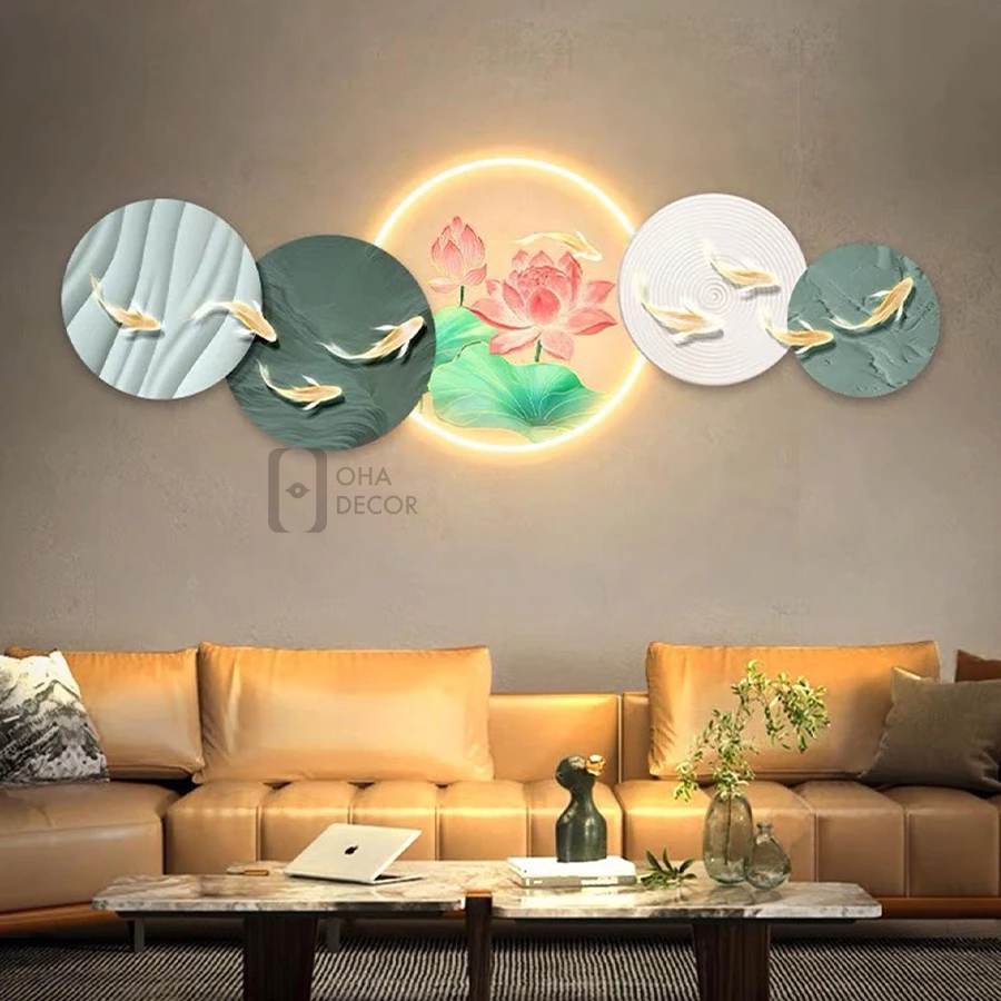 Tranh Bà Rịa Vũng Tàu sen vàng cửu ngư mang phong thủy gì 2 Tranh Bà Rịa Vũng Tàu sen vàng cửu ngư