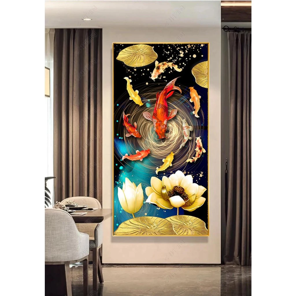 Tranh Huế Cửu Ngư Quần Hội – Tăng Tài Lộc và Bình An cho Không Gian Sống 3 Tranh Huế Cửu Ngư Quần Hội